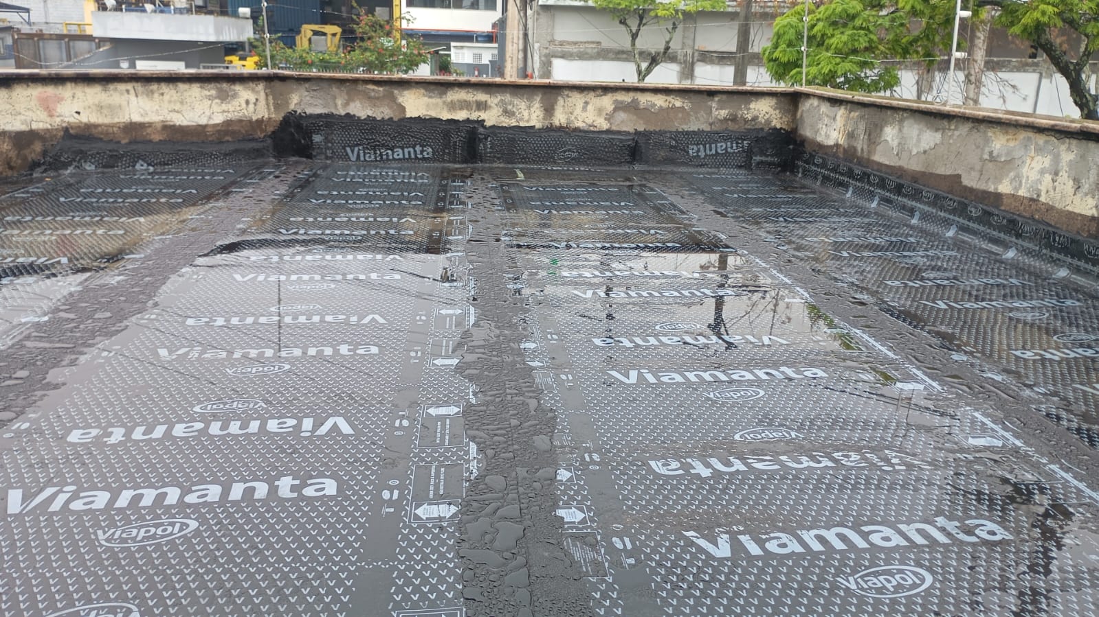 Vista aérea da obra em execução